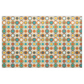 Tissu Mi-siècle Cercles Motif Orange Brown Turquoise (Fat Quarter)