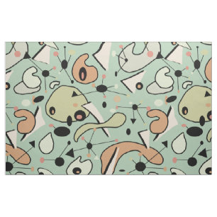 Tissu Mi-siècle moderne Formes atomiques et organiques