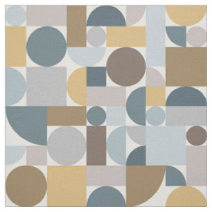 Tissu Mi-siècle moderne Géométrique Or Bleu
