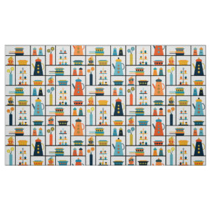 Tissu Mi-siècle Moderne Rétro Élégants Tablettes De Cuis
