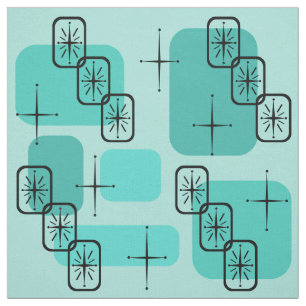 Tissu Mi-siècle moderne Spoutnik Turquoise
