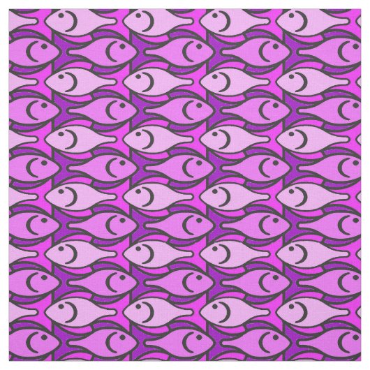 Tissu Mi-siècle Poisson moderne, rose et violet (Échantillon)