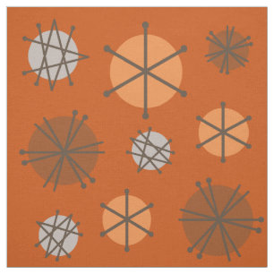 Tissu Mi-siècle Starbursts Modernes Brûlé Orange