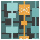 Tissu Mid Century Moderne Multicolore Turquoise (Fermer)