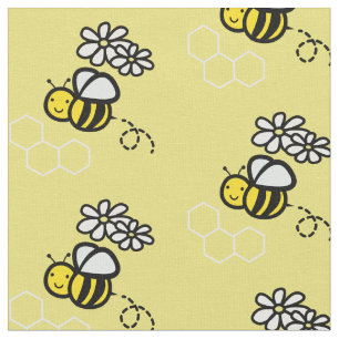 Tissu Miel Bee & Daisy Motif Jaune