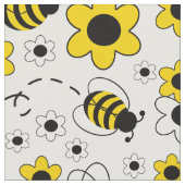 Tissu Miel Bumble Bee Bumblebee Blanc Jaune Floral (Fermer)