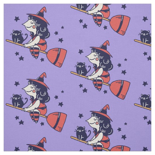 Tissu mignon de Halloween de sorcière (Échantillon)
