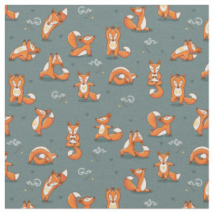 Tissu mignon renard de yoga drôle vert