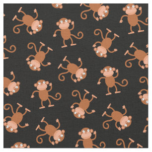 Tissu Mignon Singe Enfants Bébé Crèche Noir