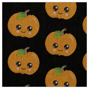 Tissu Mignonne Citrouille face Halloween Motif Noir