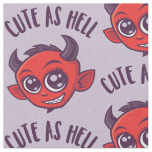 Tissu Mignonne comme diable en enfer avec un texte foncé