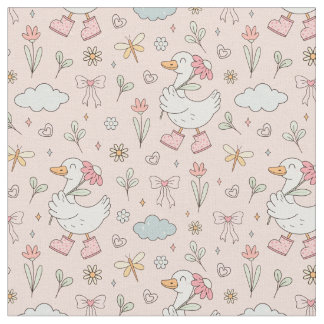 Tissu Mignonne et ludique, motif de canard en fleurs pri