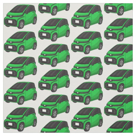 Tissu Mignonne micro-voiture verte (Échantillon)