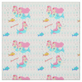 Tissu Mignonne Sirènes De Baignade Aux Poissons (Échantillon)