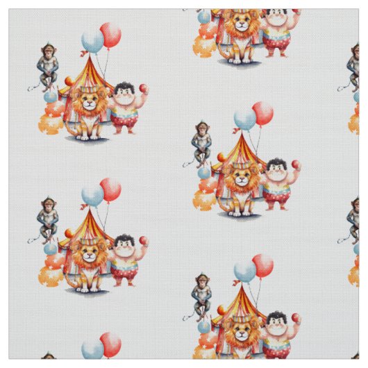 Tissu Mignons Animaux de Cirque Vintage (Échantillon)