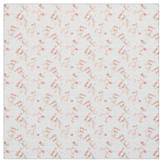 Tissu Mignons lapins avec ballons