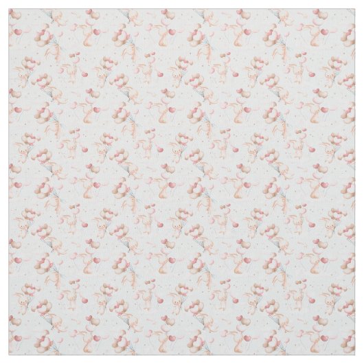 Tissu Mignons lapins avec ballons (Échantillon)