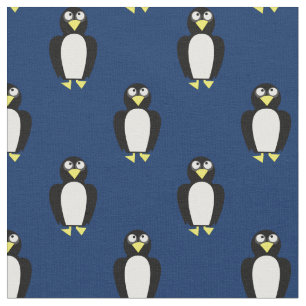 Tissu Mignons Manchots Enfants Bébé Nounou Bleu Marine