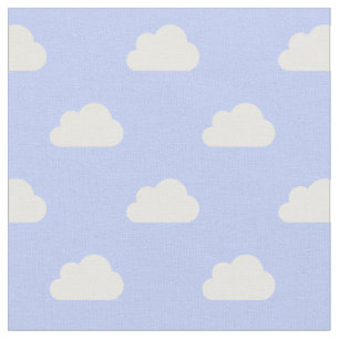 Tissu Mignons nuages blancs sur bleu