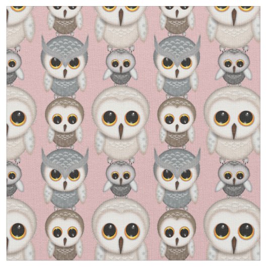 Tissu Mignons Petits Hiboux Illustrés (Fermer)