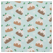 Tissu Mignons pouding de Noël sur bleu clair (Échantillon)