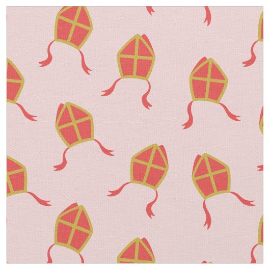Tissu Mignons Sinterklaas Mijters sur rose clair (Fermer)