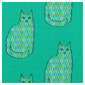 Tissu Milieu du siècle moderne Chat, Mint et Lime Vert (Fermer)
