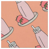Tissu Milkshake fraise rétro rose (Fermer)