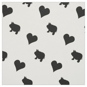Tissu Mini porcs et silhouette noirs de coeurs