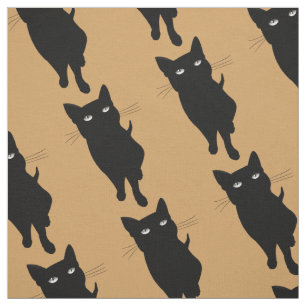 Tissu Minou gothique félin de chat noir