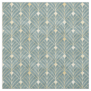 Tissu Mint Green,gold,Art Deco pattern,vintage,retro,Me