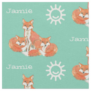 Tissu Mint Kids Sunshine Fox Tracks Personnalisé