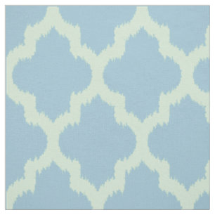 Tissu Mint Quatrefoil Ikat avec Arrière - plan bleu pers