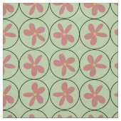 Tissu Mint Retro Floral Tile Combed Cotton Fabric (Échantillon)
