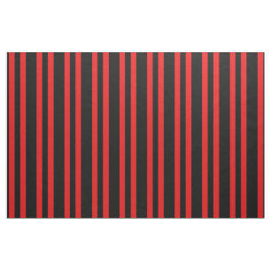 Tissu Minuit noir, rouge vif, rayures