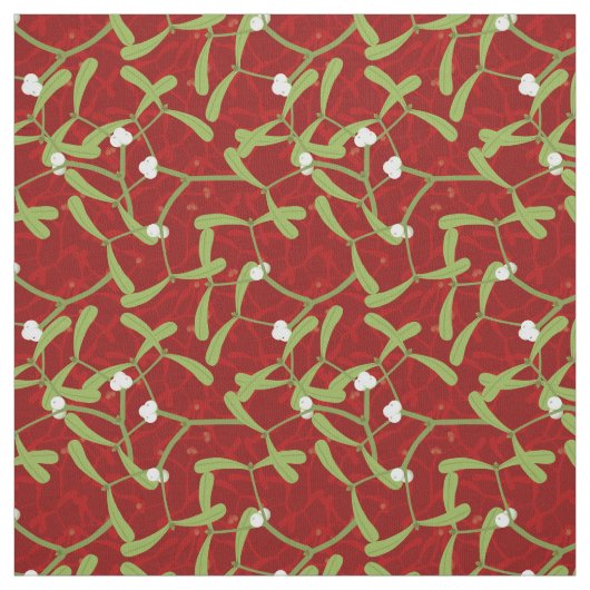 Tissu mistletoe rouge de noël (Échantillon)