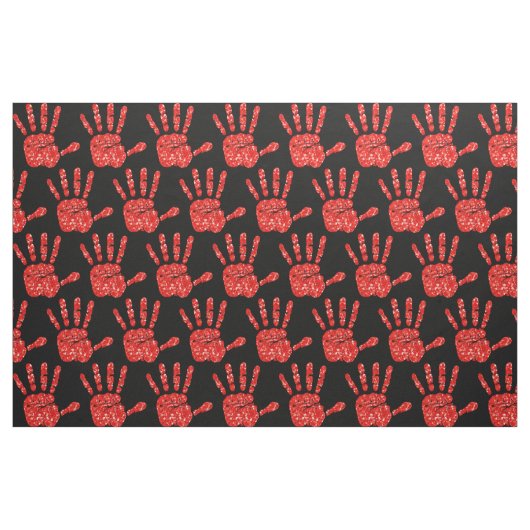 Tissu MMIW rouge main Motif noir (Fat Quarter)