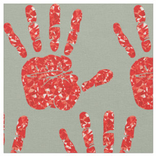 Tissu MMIW Rouge Motif Joyau main gris vert