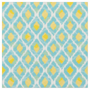 Tissu Mode tribal moderne ikat bleu jaune