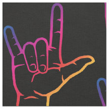 Tissu modelé d'ASL d'arc-en-ciel je t'aime