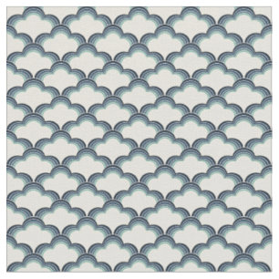 Tissu Modèle de vagues de style rétro bleu