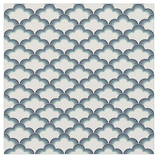 Tissu Modèle de vagues de style rétro bleu (Fermer)