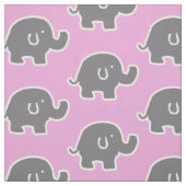 Tissu Modèle Eléphants Rose Et Gris (Échantillon)