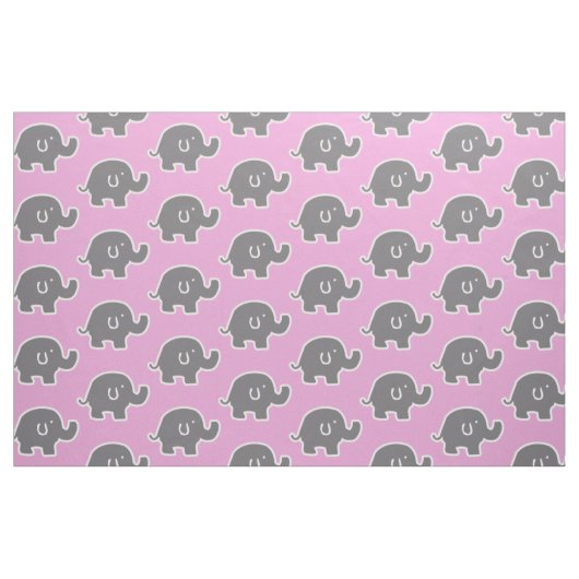 Tissu Modèle Eléphants Rose Et Gris (Fat Quarter)