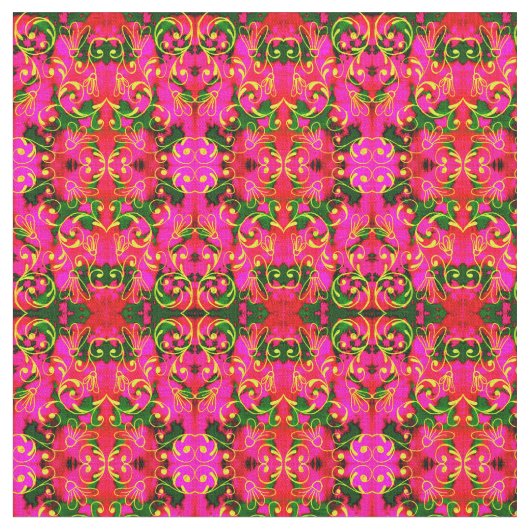 Tissu Modèle floral Abstrait rose et vert (Fermer)