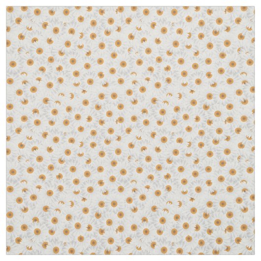 Tissu Modèle floral chamomile blanc (Échantillon)