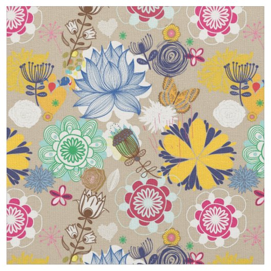 Tissu Modèle floral dans style rétro 3 (Fermer)