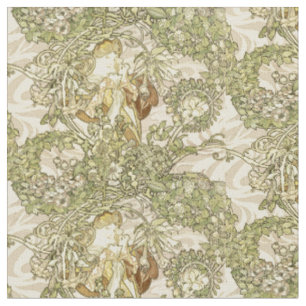Tissu Modèle floral de femme Art Nouveau vintage par Muc