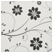 Tissu Modèle floral délicat noir et blanc (Échantillon)