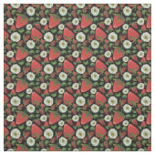 Tissu Modèle floral noir fraise (Échantillon)